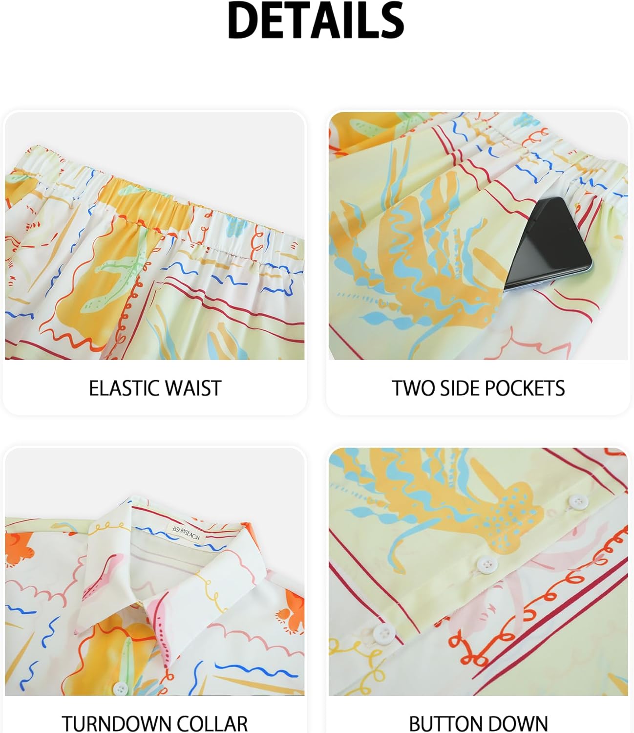 Bsubseach 2 Piece Short Sets for Women Tropical Printed Short Sleeve Button Down Shirt and Shorts Summer Beach Vacation Set - Image 2