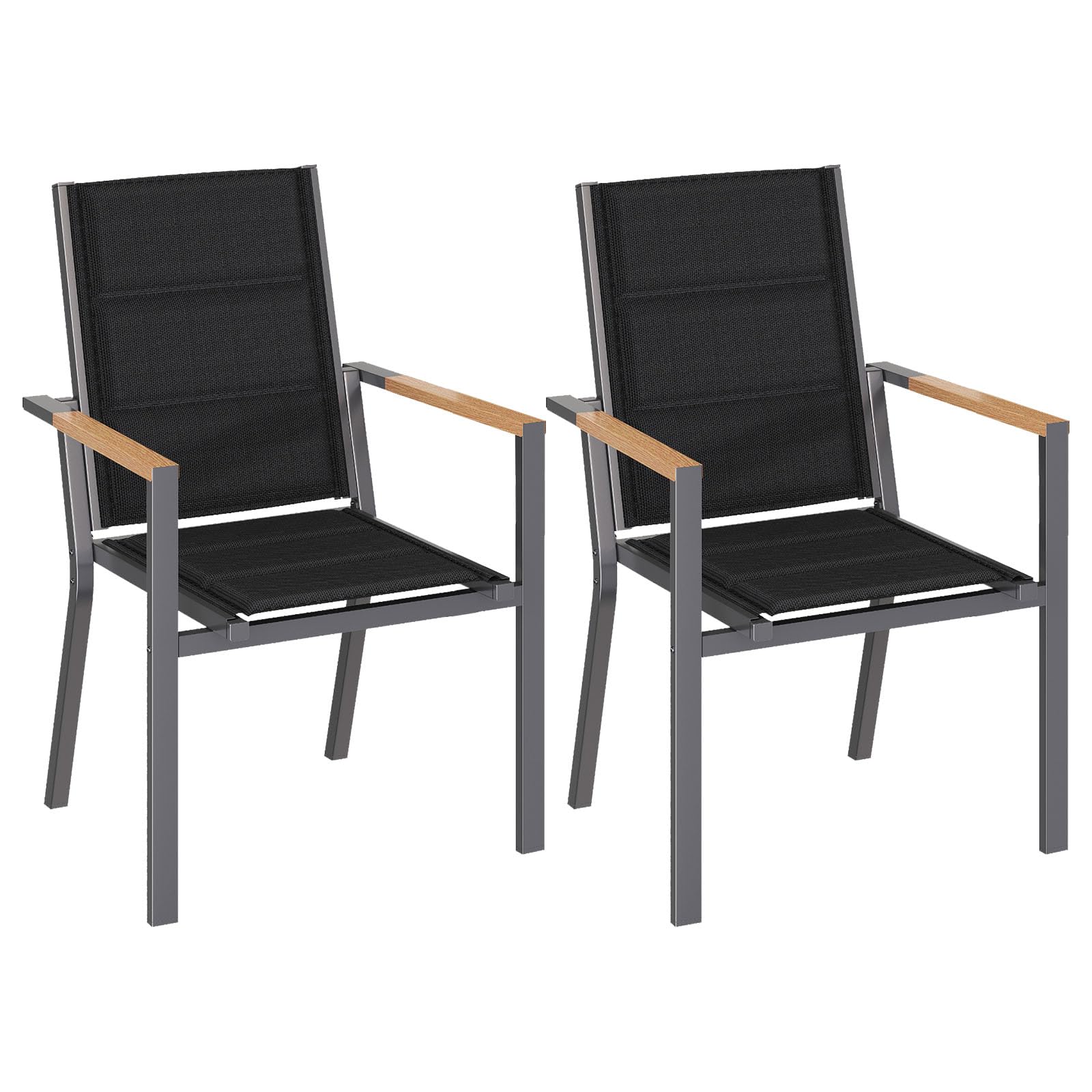 Chaise de jardin en aluminium JUMMICO avec accoudoirs imitation bois