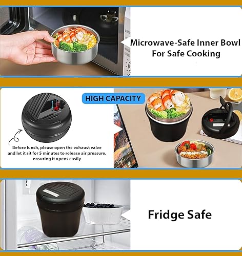 Miniatura 6 de Tarro térmico para alimentos calientes, 40 onzas, recipientes térmicos para sopa con tapa, boca ancha aislada al vacío de acero inoxidable a prueba