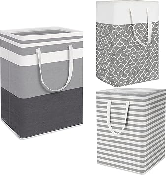 Long Storage Bins 1 PCS Freestanding Laundry Hamper Collapsible Tall Clothes Hamper with Extended Handles for Clothes Toys in The Dorm and Family
