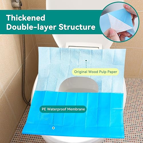 Miniatura 4 de Fundas desechables para asiento de inodoro, 60 unidades, 15.7 x 23.6 pulgadas, XL funda de asiento de inodoro desechable para adultos y niños,