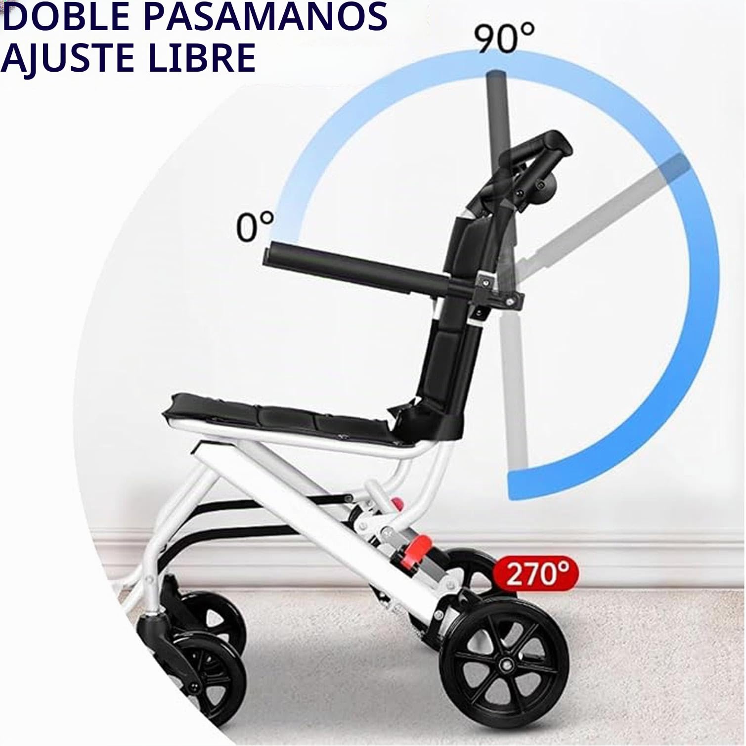 Silla de ruedas plegable ligera, solo 6.2kg, Silla de ruedas portátil de tránsito con correa de seguridad ajustable, Sillas de ruedas ligeras para adultos niños,A