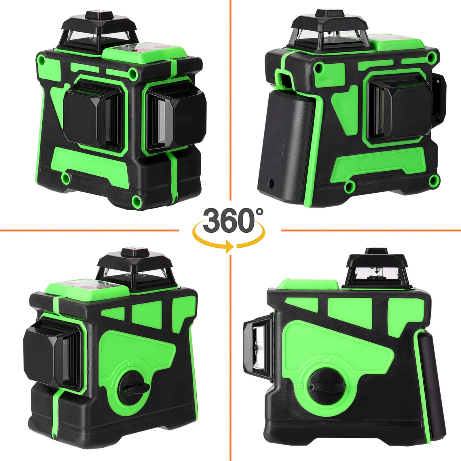Livella Laser, Geevorks Multifunctional Self-leveling 3D 12 Lines Laser Level Tool Vertical Horizontal Lines with 1.5M 3 Heights Adjustable Alloy Extension Bar Tripod Stand