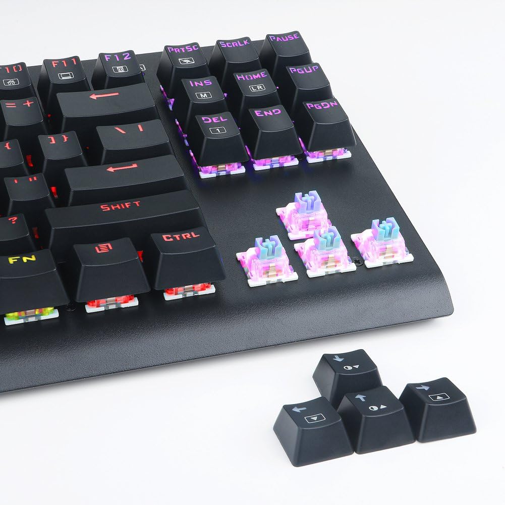 HUO JI RGB Mechanical Gaming Keyboard, Z-77 Programable RGB Backlit, DIY Blue Switches,Water Resistant, 87 Keys Anti-Ghosting for Mac PC, Black