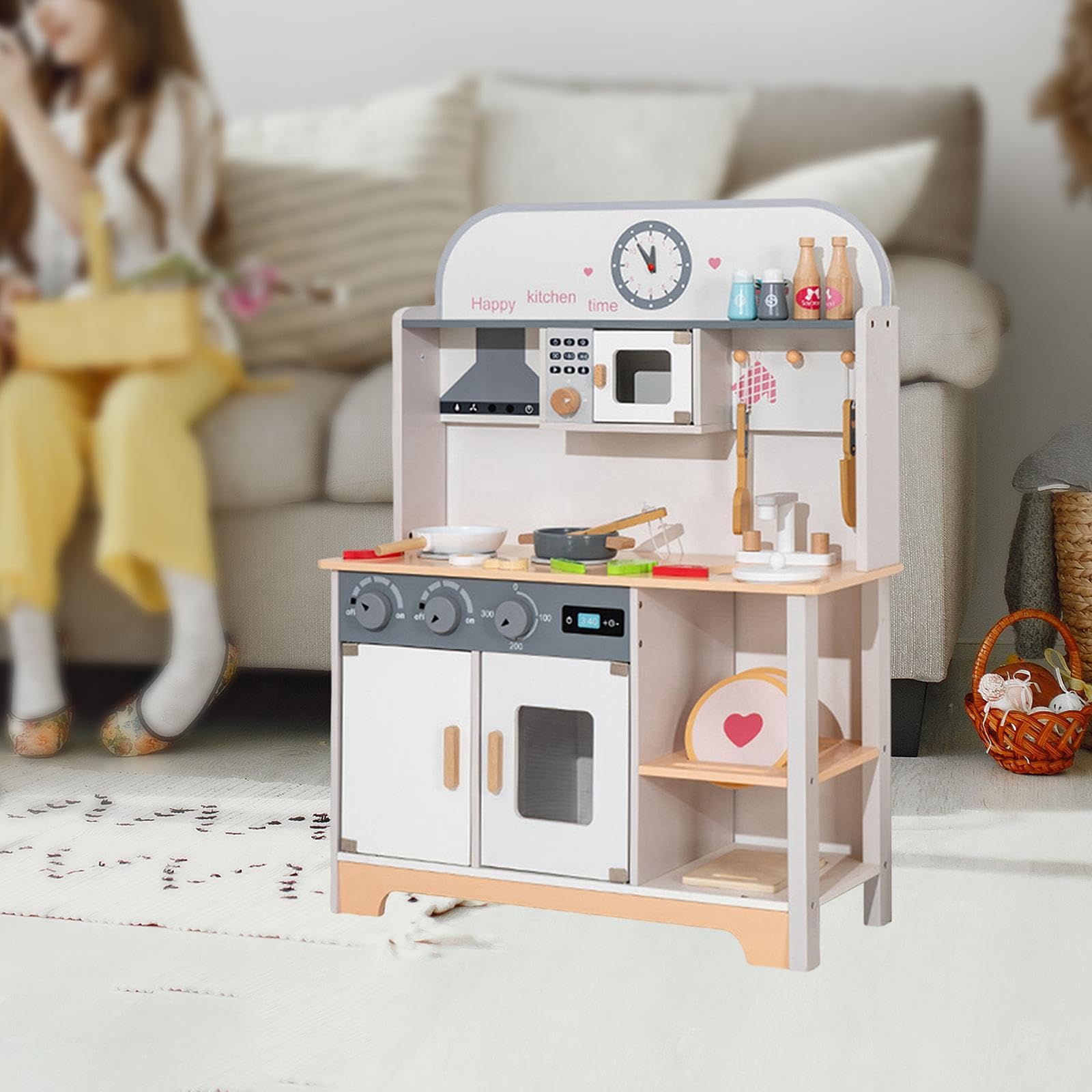 Oshhni Juego de Cocina para niños y niñas, Juego de Juguetes y gabinete,
