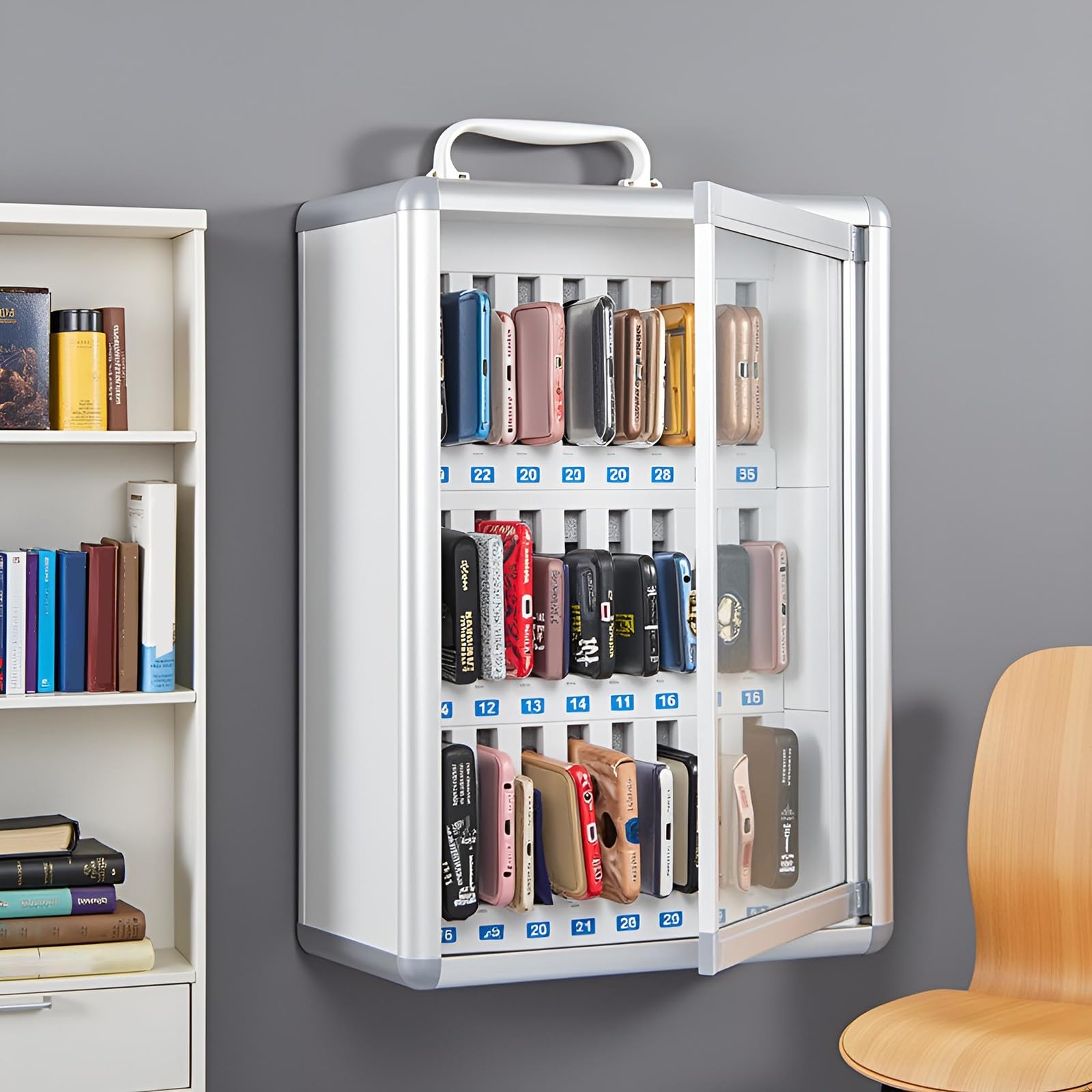Caja De Pared para Gestión De Teléfonos Móviles con Cerradura: Armario para Guardar Teléfonos De Estudiantes Y Empleados, Taquilla Unificada Escuelas Lugares De Trabajo(12 bits)