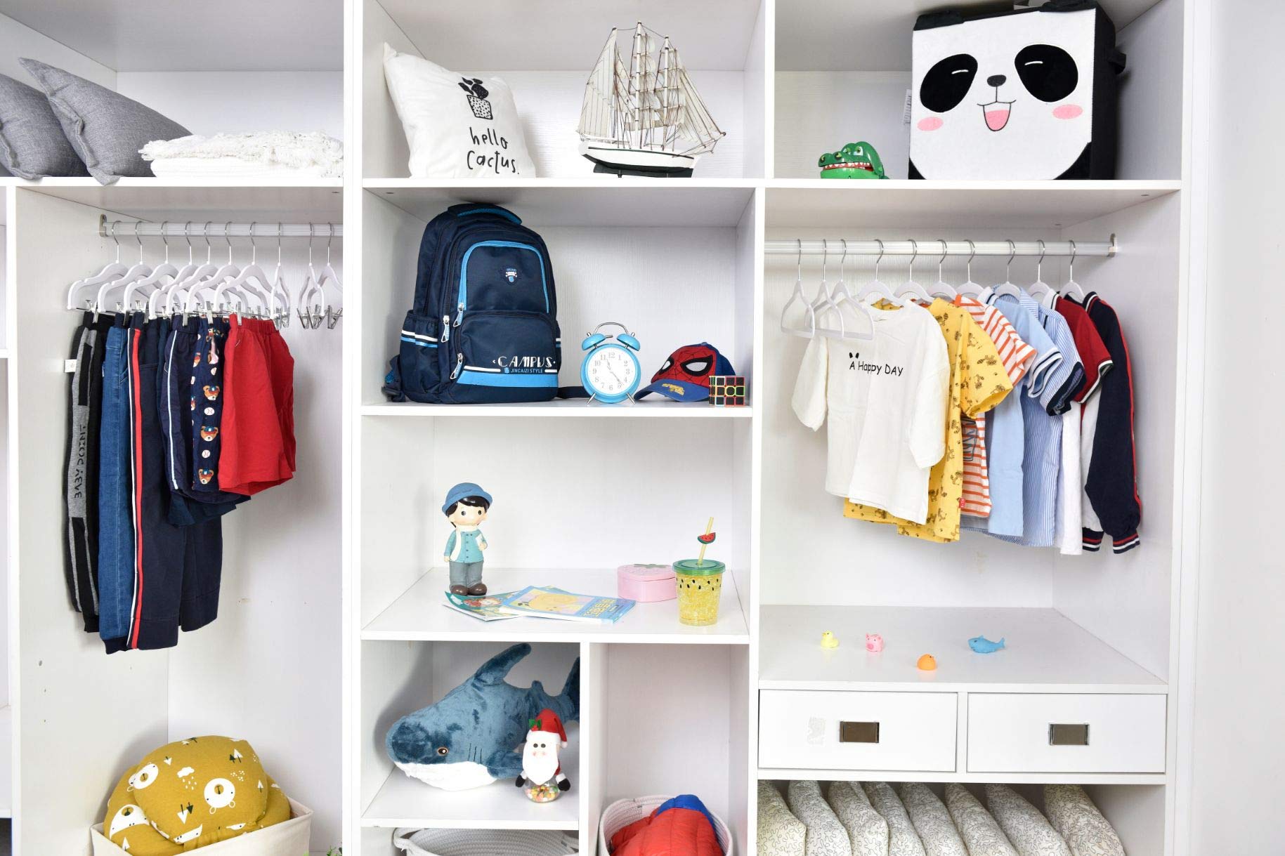 Quality Children's Plastic Non Velvet Non-Flocked Thin Compact Hangers Swivel Hook for Shirts Blouse Coats (White, 240)