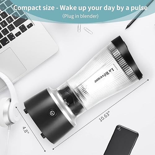 Miniatura 6 de La Reveuse Licuadora de tamaño personal de 250 vatios de potencia para batidos, batidos, condimentos, salsas con taza portátil de 15 onzas, sin BPA