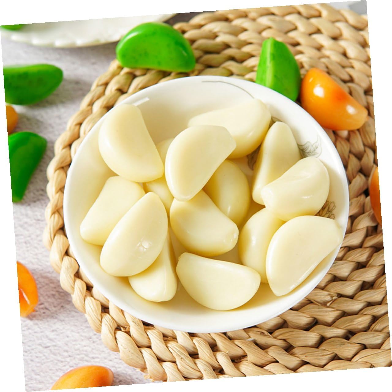 Artificial Garlic Cloves Model, Realistic Fake Vegetable Decoration, 6pcs Simulation Garlic Flakes Set for Home Kitchen Display and Photography Props