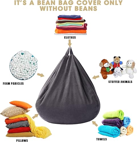 Miniatura 4 de 2 fundas para puf de peluche, funda para puf de almacenamiento de animales de peluche, funda para silla, funda de pana suave, almacenamiento para