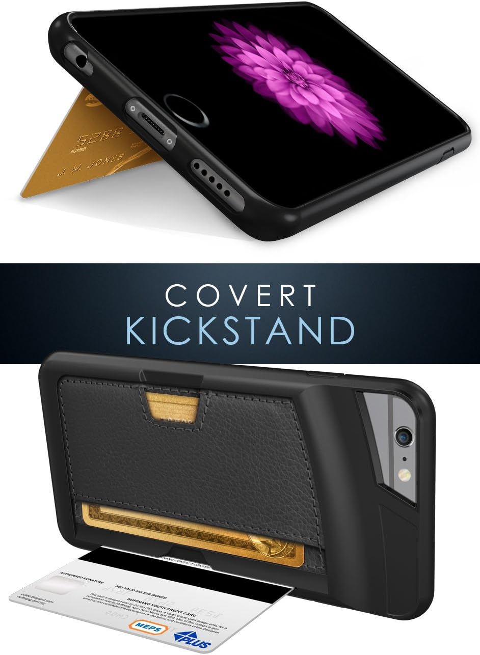 Smartish iPhone 6 Plus/6s Plus Wallet Case - Wallet Slayer Vol. 2 [Slim Protective Kickstand] Credit Card Holder for Apple iPhone 6s Plus/6 Plus (Silk) - Black Tie Affair
