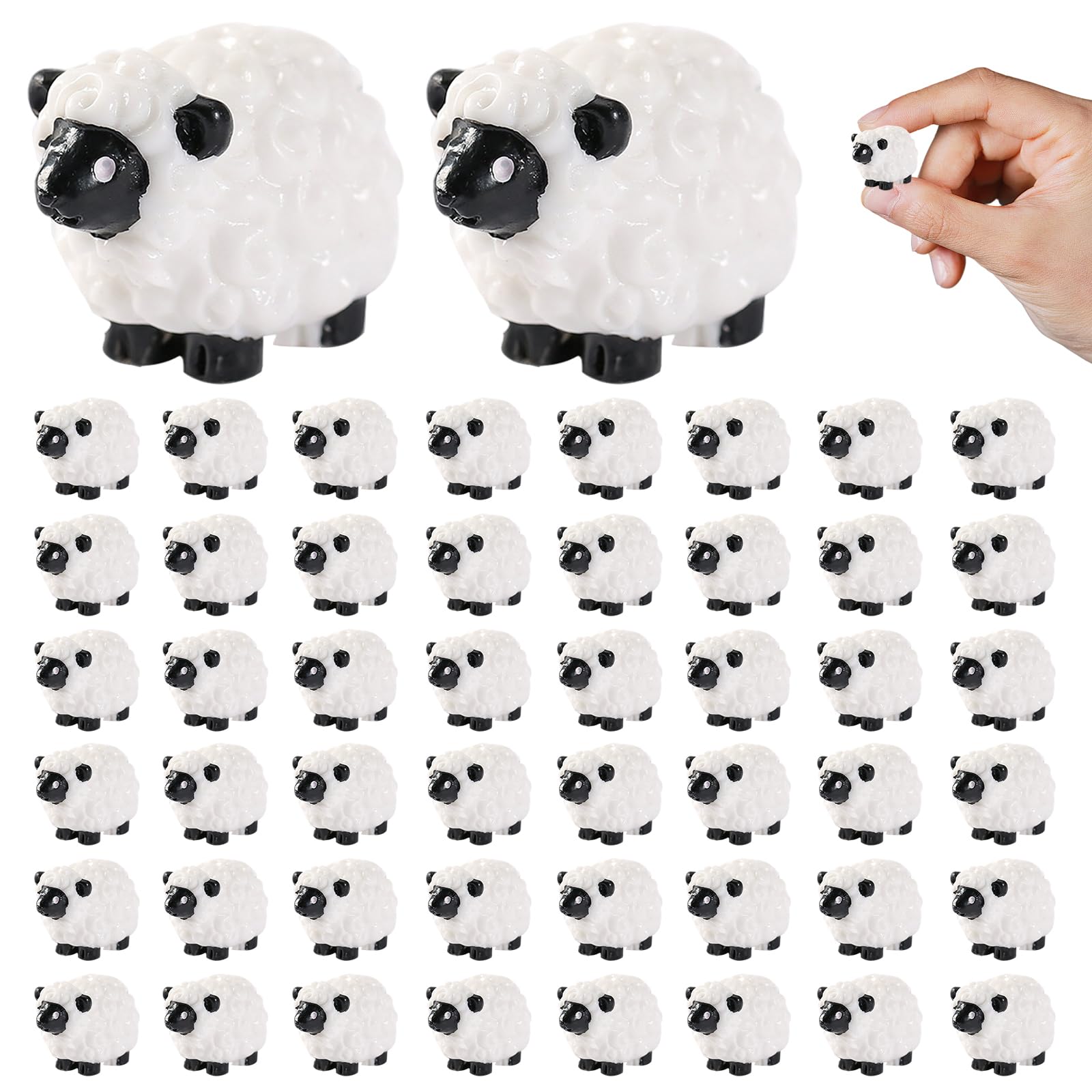 Perodlly 50Pcs Mini Sheep Figurines, Mini Sheep Resin Animals, Little Animal Lamb Figurine for Miniature Garden Lawn Micro Landscape Potted Decoration.