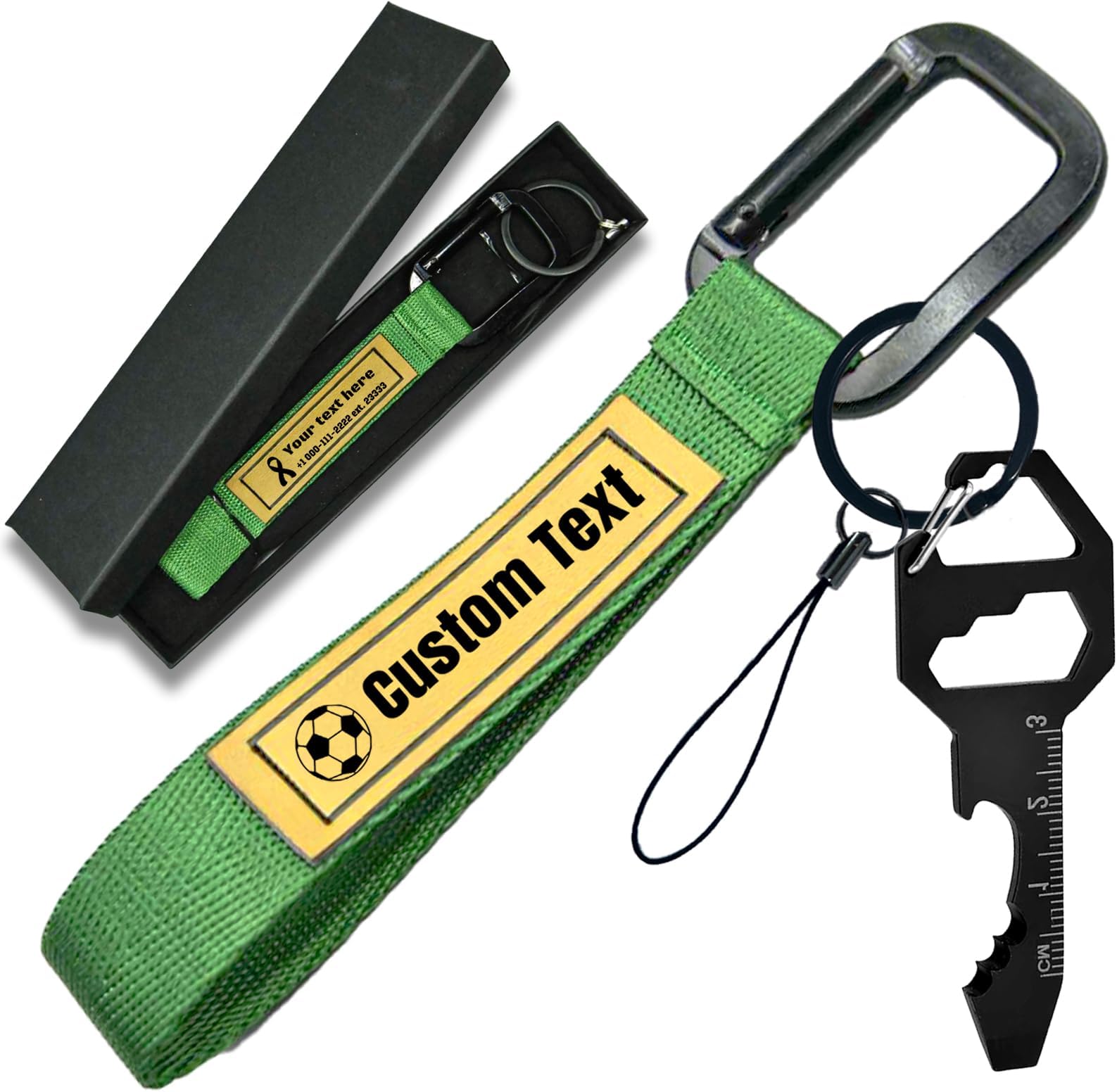 Personalized Keychain with Leather,Custom Braided Keychain Wristlet with Engravable Name,Customizable Tag Lanyard（6.7" L*1.3" W/17 * 3.4cm）