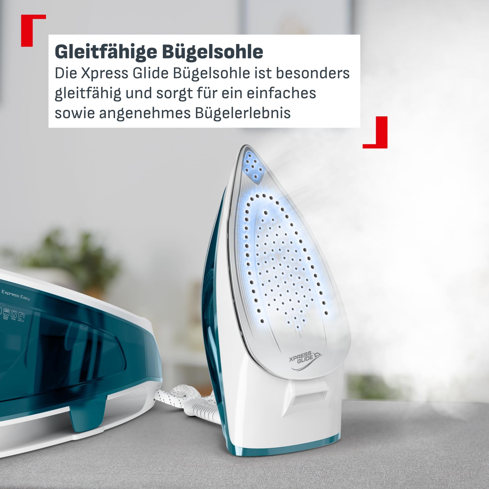 Tefal SV6115 Express Essential Dampfbügelstation|5,2 bar|Dampfstoß: 280 g/Min.,Dauerdampfmenge: 120 g/Min.|Calc Clear-Technologie|Xpress Glide Bügelsohle|2200W| 1.4L|36.2x17.9x25.6 cm,Blau/Weiß