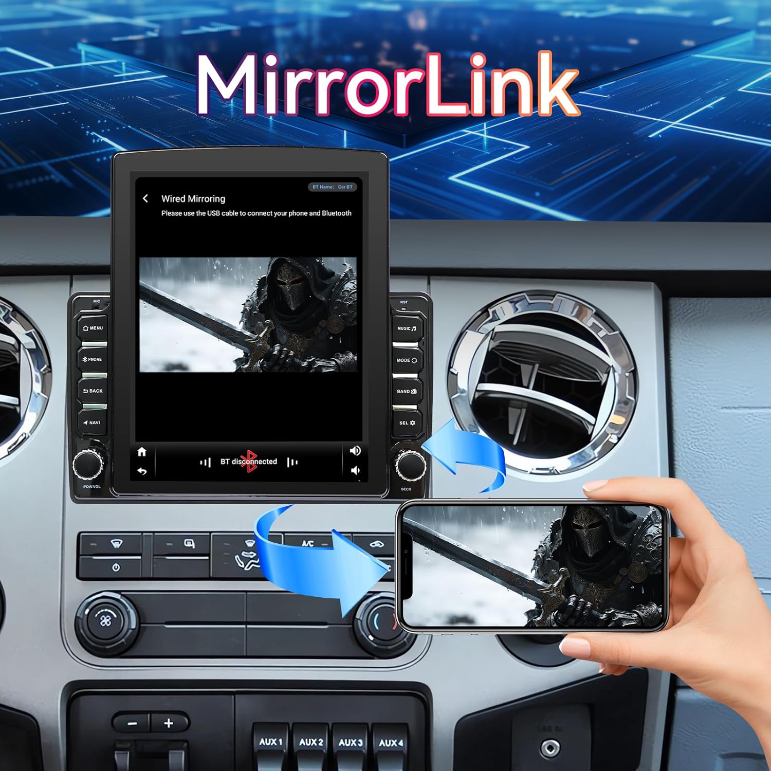 9.7" Android 13 Car Radio Compatible with Ford F150 2004-2008/Ford Expedition 2007-2014/Edge 2007-2010, QLED HD Touchscreen, Wireless CarPlay/Android Auto, GPS, 5G WiFi, SWC, AHD Backup Camera, 2+64GB