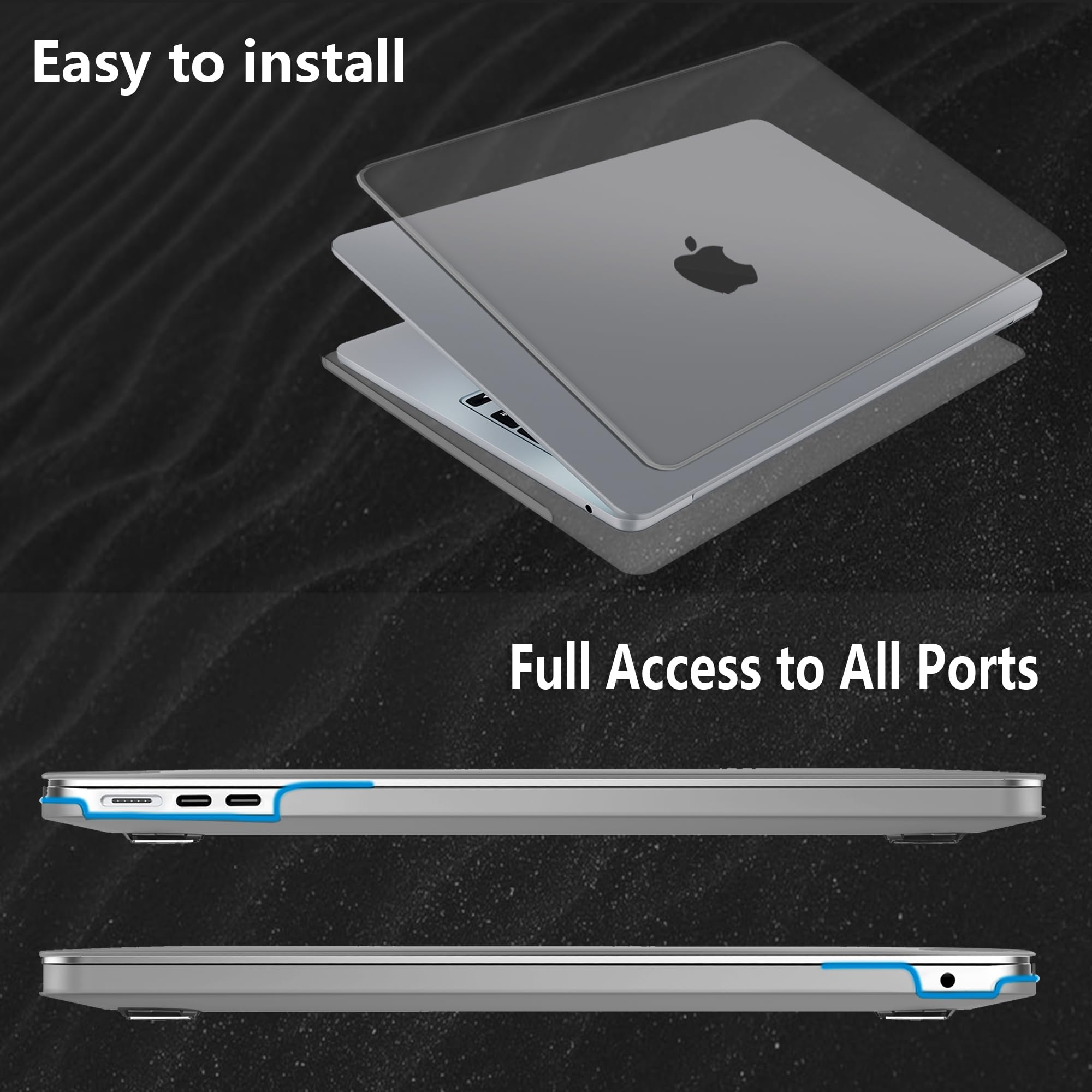 NPUOLS Custodia Protettiva Cover per MacBook Air 13,6 Pollici 2025 2024 2022 M4 M3 M2 A3240 A3113 A2681, Opaco Rigide Protection Custodia e Ultra Sottile TPU UE Tastiera Cover, Grigio Opaco