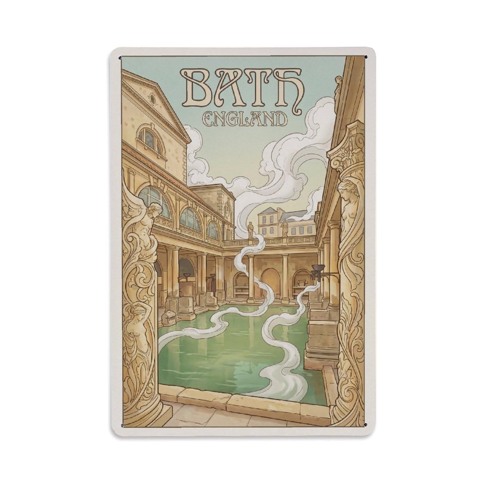 England Bath Vintage Metal Tin Sign Plaque Wall Decor for Cafe, Club Bar, Office, Garden Metal Poster 8x12Inch