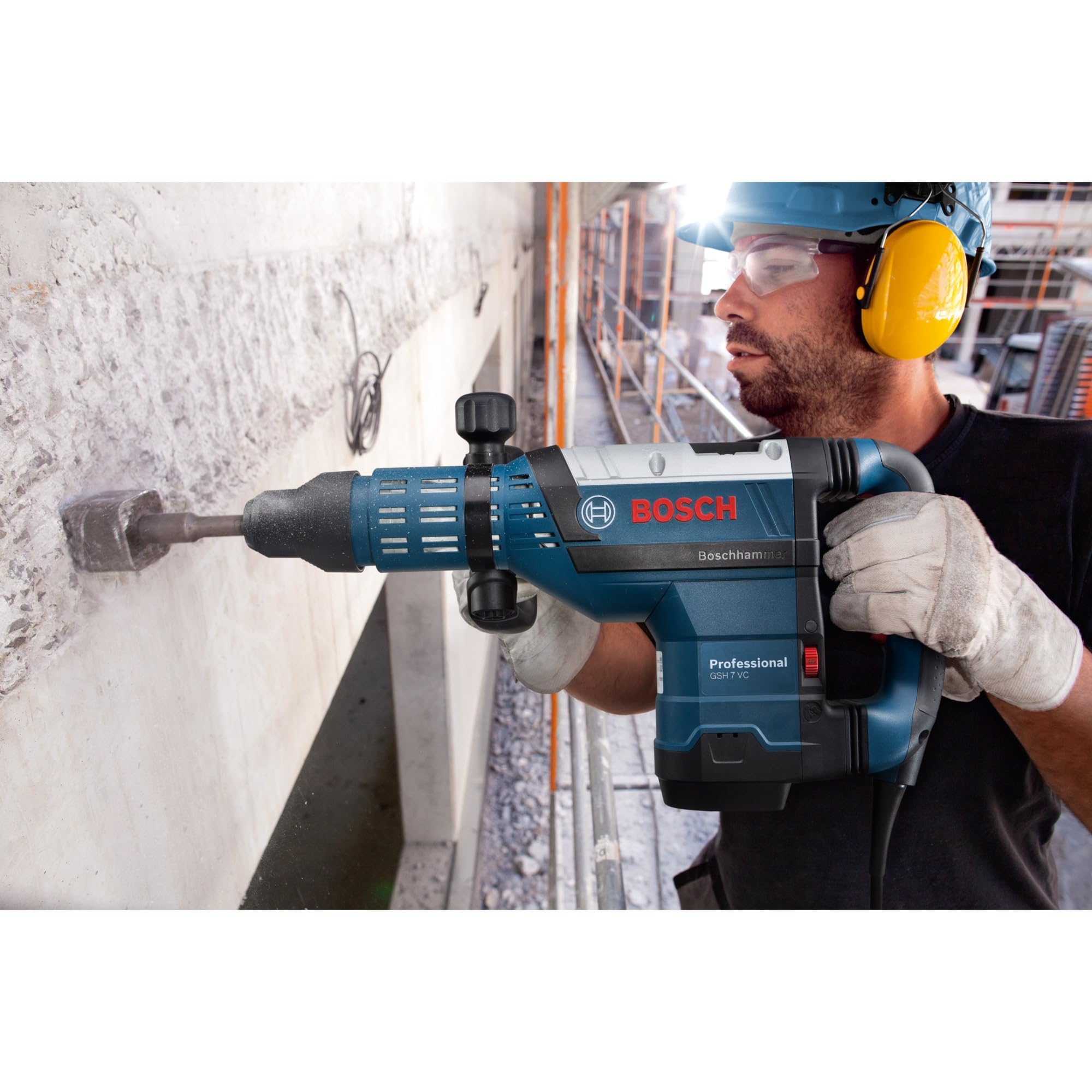 Bosch Professional martillo demoledor GSH 7 VC (incl. empuñadura auxiliar, tubo de grasa, paño para la máquina, 1 cincel puntiagudo, SDS max, RTec Speed, 400 mm, maletín)
