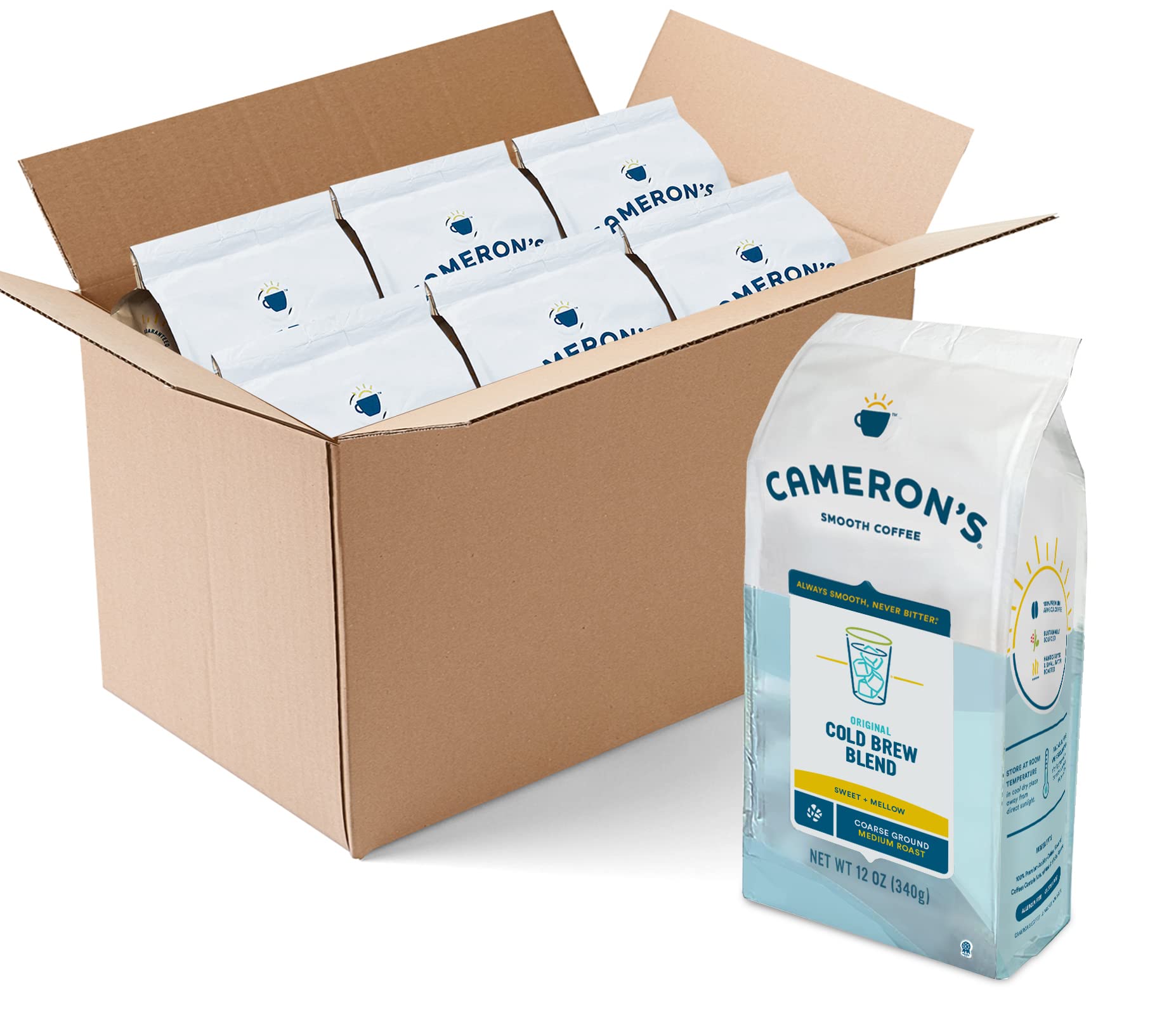 Cameron's Coffee Sacchetti di caffè macinati tostati, miscela di birra fredda, 350 ml (confezione da 6)
