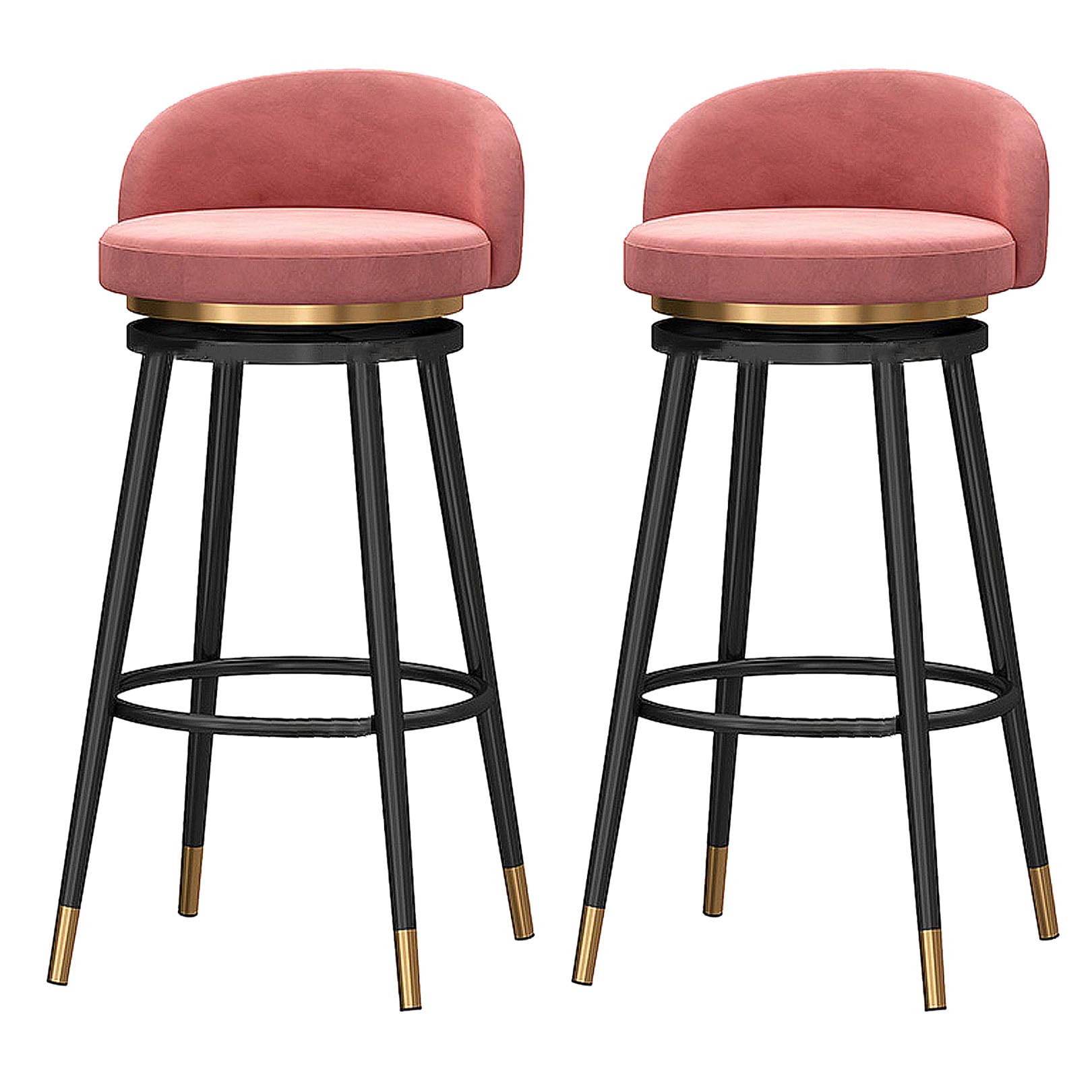 Tabouret de bar pivotant en velours rose pour optimiser l'espace et le confort dans votre cuisine