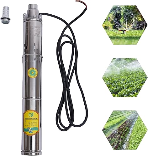 Miniatura 5 de Submersible Deep Well Pump Solar Water Pump, 24V 370W Solar Well Pump Stainless Steel Screw Pump 1.8 M³/H Max. Flow Rate, 65m Gricultural Irrigation