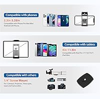 Vista 5 de Trípode de cámara de 75 pulgadas, soporte de cámara de aluminio resistente para teléfono iPad, trípode de viaje con/bolsa de transporte/soporte