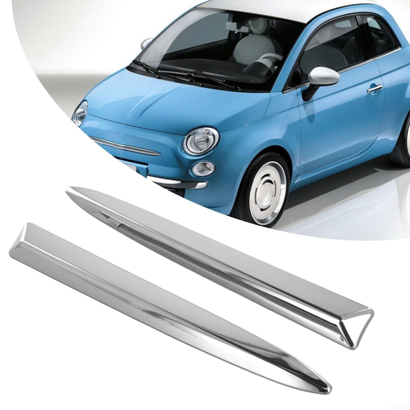 Modanatura cromata per paraurti anteriore superiore per 500 2007-2015, striscia decorativa esterna in plastica, sostituisce OEM 735455041 735455042, finitura argento, coppia