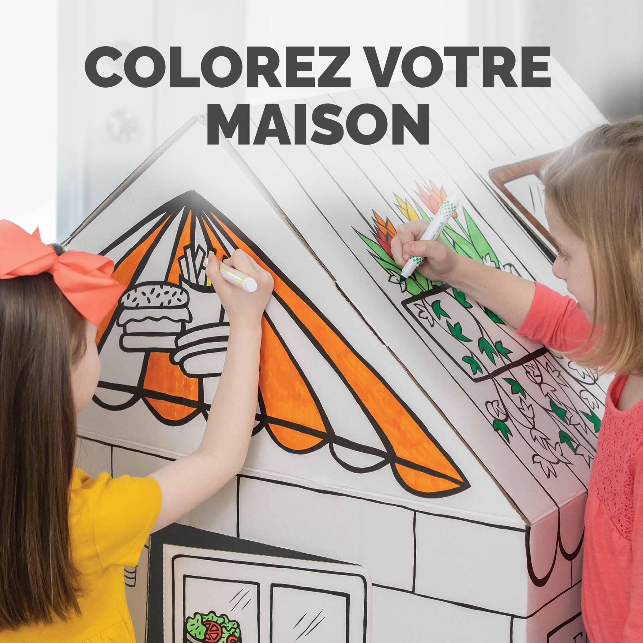 BANKERS BOX® At Play – Cabane en Carton Restaurant pour Enfants – Café Créatif à Colorier – Certifiée FSC & 100% Recyclable – Jouet Cabane d’Intérieur (Taille XL – (‎81.3x81.3x121.3cm) – Dès 3 Ans