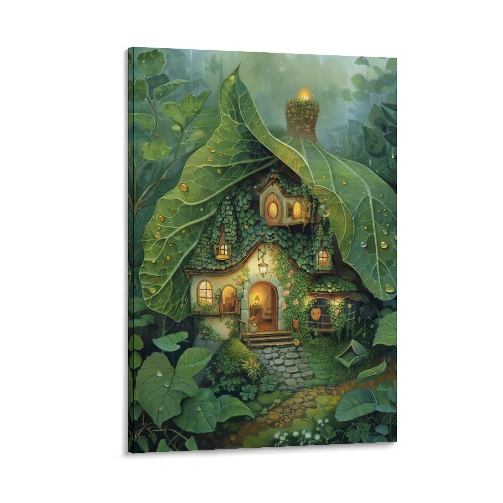 DHBANEIOK Fairy Tale Cottage Poster Artwork Giclee Canvas Prints Modern Wall Art Picture Wall Hanging for Bathroom Wall Decor 08x12inch(20x30cm)