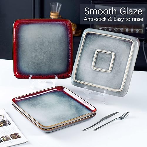 Miniatura 4 de HENXFEN LEAD Paquete: platos de postre pequeños de 6.3 pulgadas y platos llanos grandes de 11 pulgadas