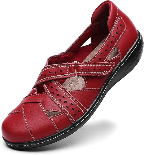 Irrefour Mocasines clásicos de cuero genuino para mujer, estilo casual, sin cordones, a la moda, con puntera cerrada, sandalias planas cómodas para