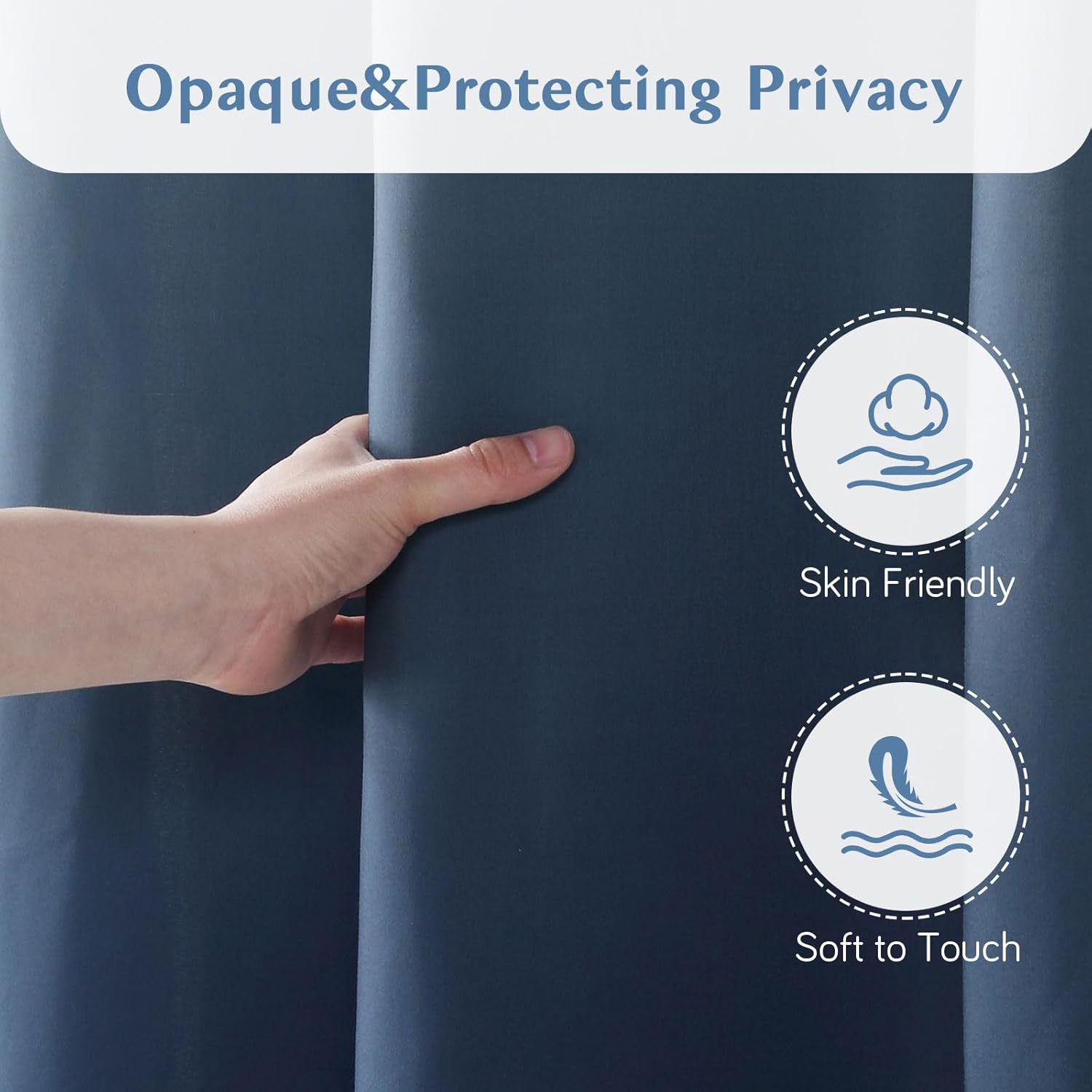 Ombre Blue Popular Shower Curtain Dark Blue Waterproof Polyester Fabric for Modern Bathroom,72" W x 78" H