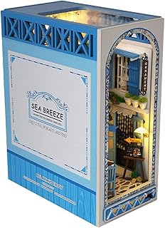 Mini Kit Bonecas | Kit bonecas em miniatura DIY azul com luz LED - Kit bonecas em miniatura DIY, kit casa minúscula 3D, kit casa em miniatura, ótimo Adapero