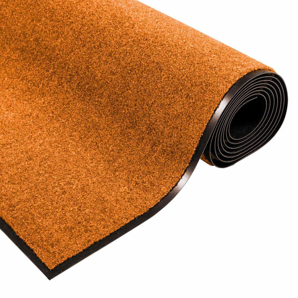 Felpudo naranja y negro 120 x 300 cm de 100% poliamida para interior y exterior, antideslizante, lavable, duradero, atrapa la suciedad, adecuado para puerta de casa, balcón, terraza y pasillo