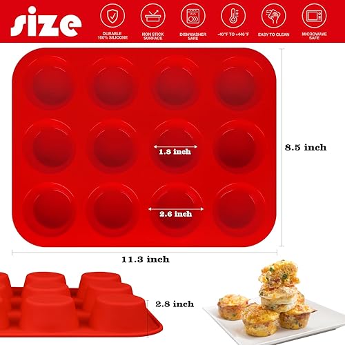 Miniatura 3 de Sakolla Molde de silicona para magdalenas  Moldes de silicona para mordeduras de huevo de 24 tazas  Moldes de silicona antiadherentes para hacer