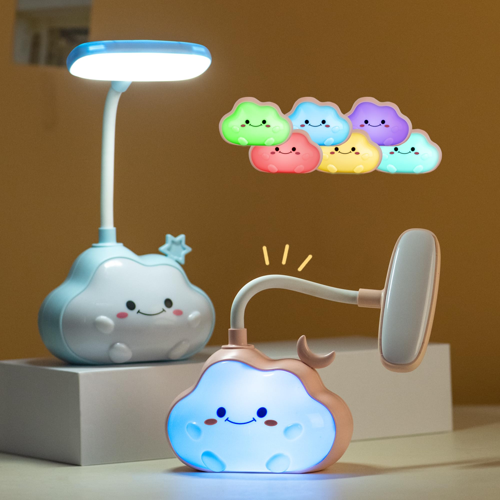 Wetry Kids Night Light Rechargeable Cloud LED Desk Lamp for Children's Bedroom, Baby Nursery Lighting, Multicolour Changing - Image 3