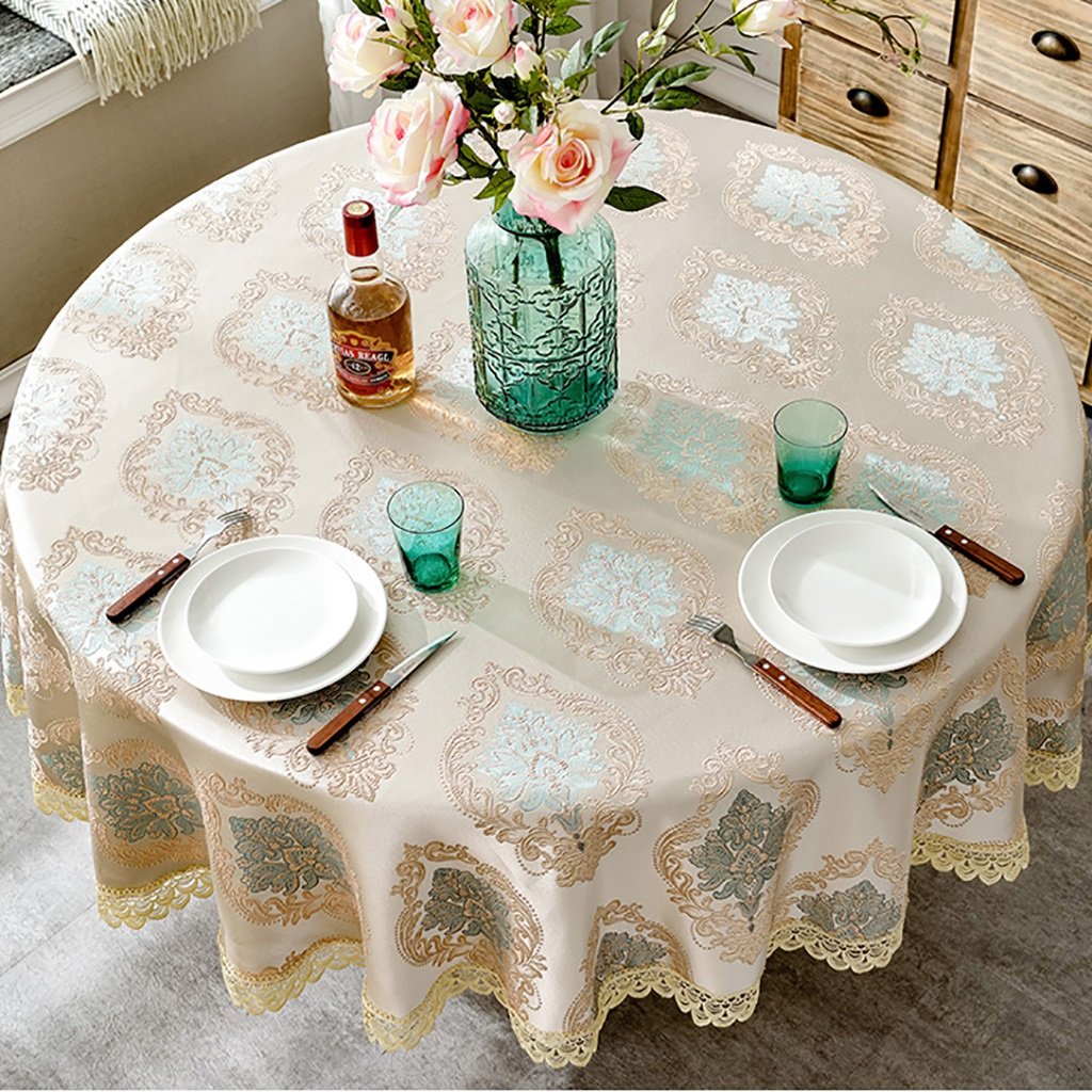 Grand tissu de nappe de ménage gris pour table ronde de salle à manger