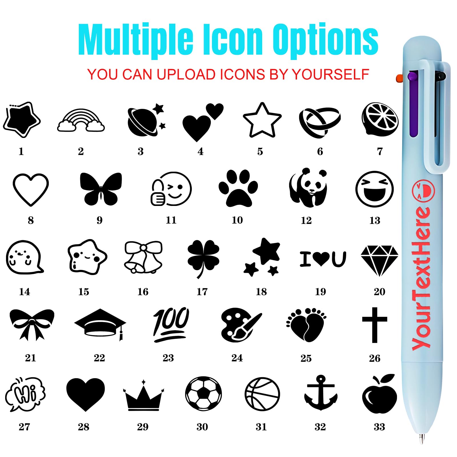 6-in-1 Custom Pens Personalized with Logo Text Customized 6 Ink Color 0 5 mm Smooth Fine Point Retractable — view 2