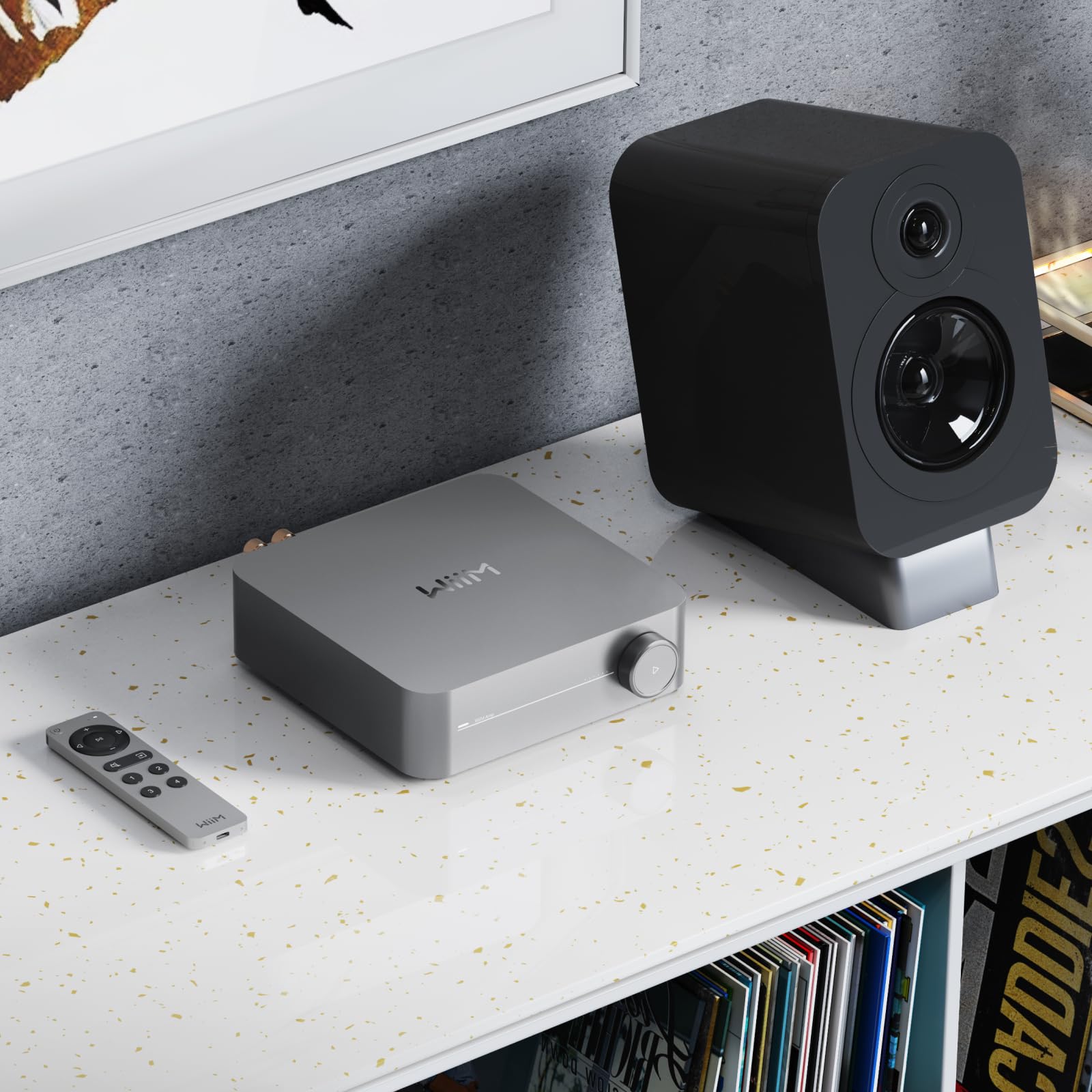 WiiM Voice Remote 2 pour streamer et amplificateur de musique | Push-to-Talk, 4 boutons intelligents | Batterie rechargeable | Design en aluminium | Télécommande Bluetooth