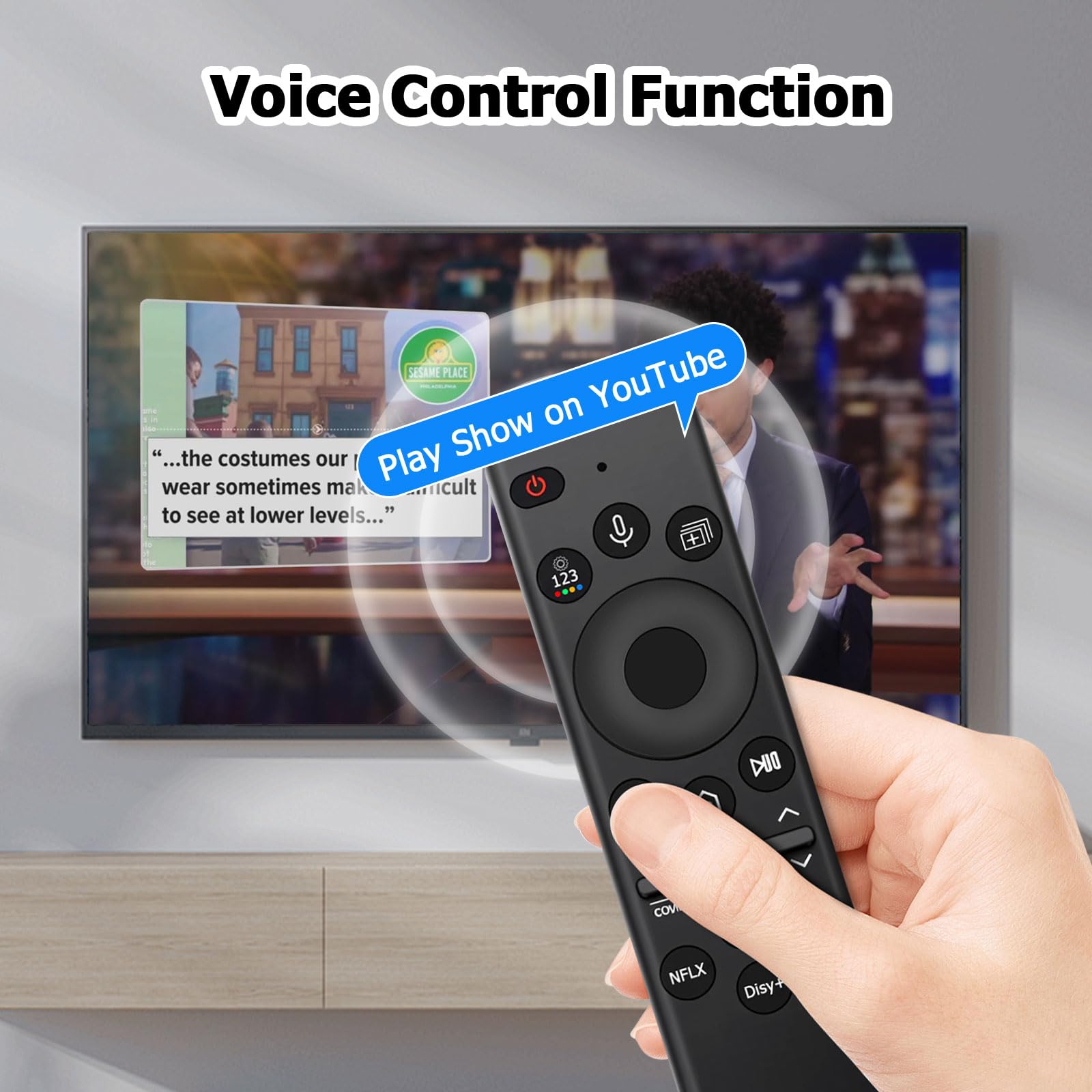 Telecomando vocale di ricambio per Smart TV Samsung, compatibile con BN59-01385A (senza cella solare), per la maggior parte dei televisori Frame 2018-2023, Crystal, UHD, QLED, curvi, 4K, 8K