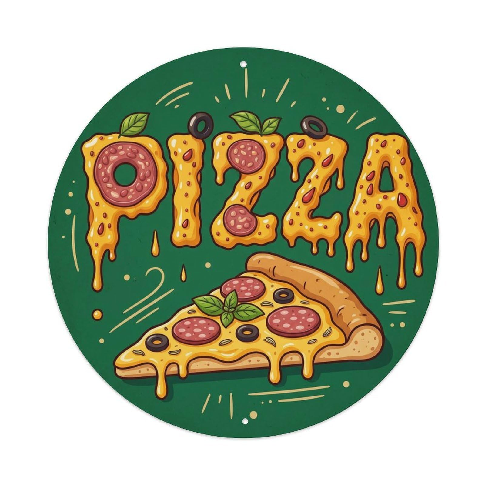 Huiyhb 8X8inch(20X20cm) Vintage Pizza Slice Fennel Seed Metal Tin Sign