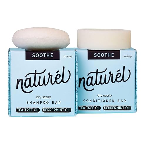 Naturel Soothe - Juego de barra de champú y acondicionador para la caspa, barra de champú para el cuero cabelludo seco y barra acondicionadora,