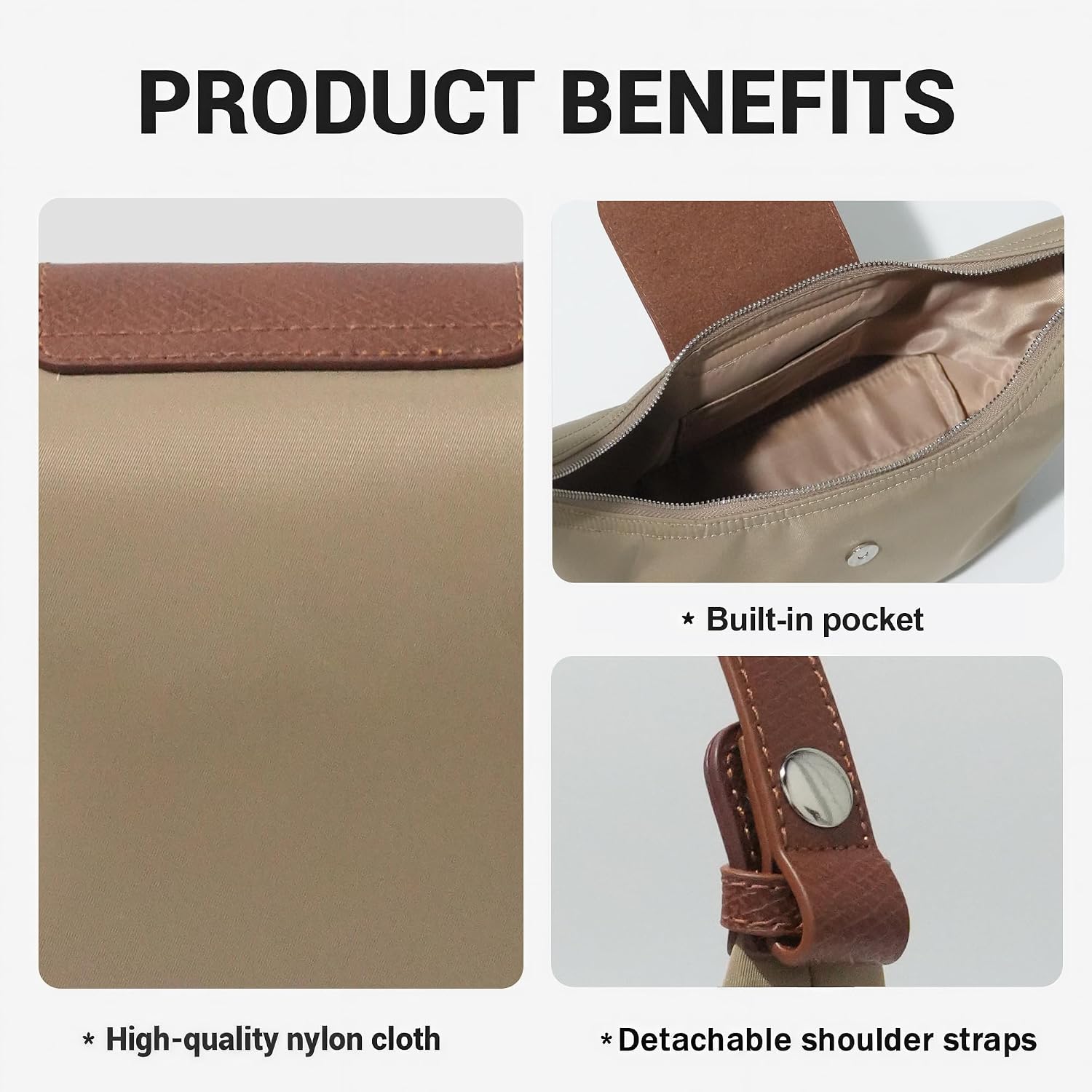 Small Nylon Crossbody Bags for Women, Crescent Shoulder Everyday Bag