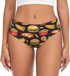 Novastar Womens Underwear Seamless - Burger Hotdog Fries Print No Show Ladies Underwear Briefs Panty Bikini Panties
