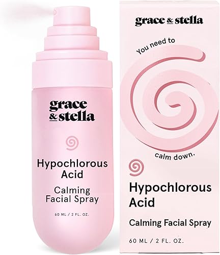 grace & stella Hypochlorous Acid Spray for Face - Body Acne Spray - Gentle Face Mist to Calm Redness & Flare-Ups Back Acne - Soothing Facial Mist for Sensitive Skin - Travel Size (60 ml/2 fl oz)
