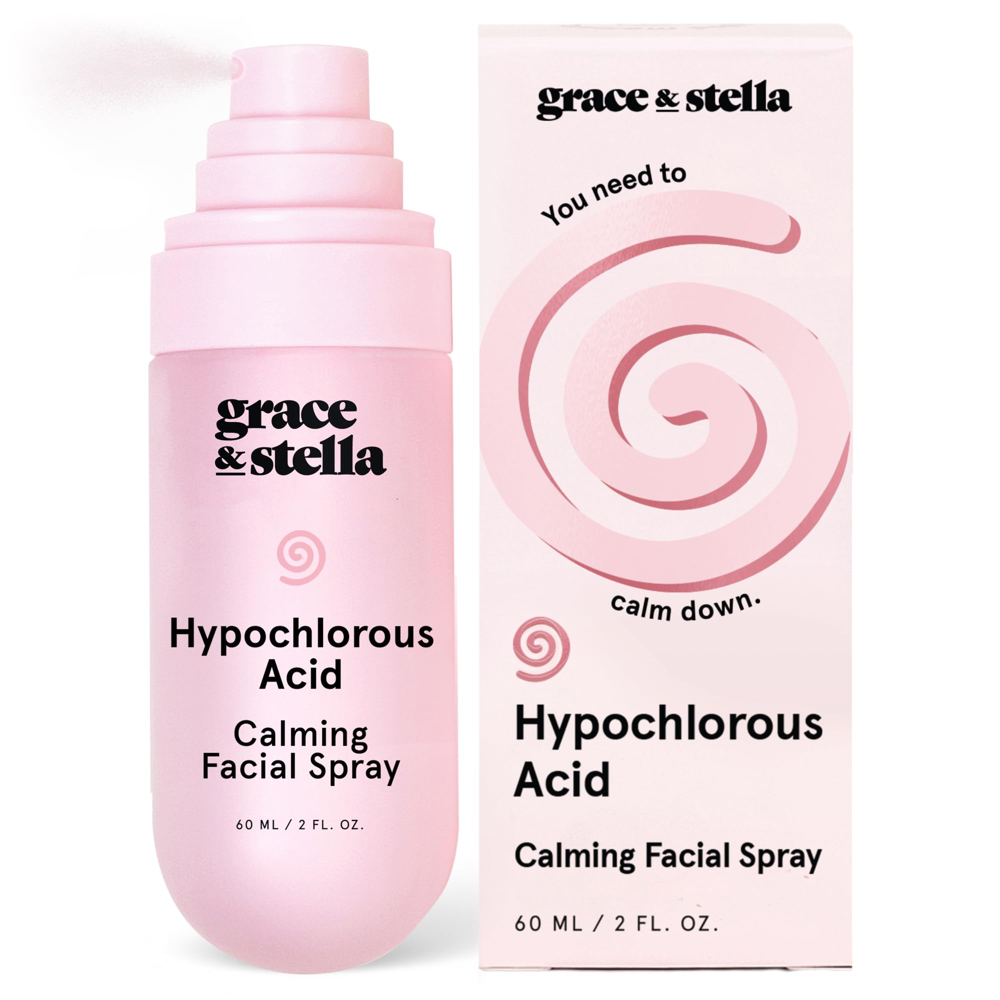 grace & stella Hypochlorous Acid Spray - Gentle Face Spray to Calm Redness & Flare-Ups - Soothing Facial Mist for Sensitive Skin (60 ml/2 fl oz)