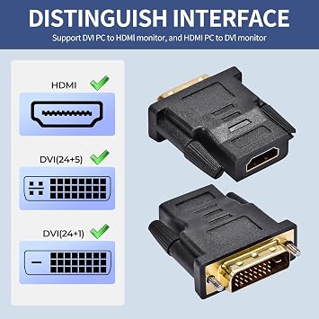 QimKero DVI to HDMI, Bidirectional DVI to HDMI, Male to Female Adapter 2-Pack,(24+1) Adapter with Gold-Plated Support 1080P,for Computer, Monitor, Projector, TV, PS3/4/5 Nintendo Switch and More