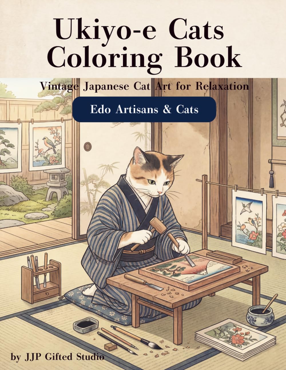 Ukiyo-e Cats Coloring Book Japanese Vintage Cat Art: Relax and enjoy traditional Japanese art with adorable cats