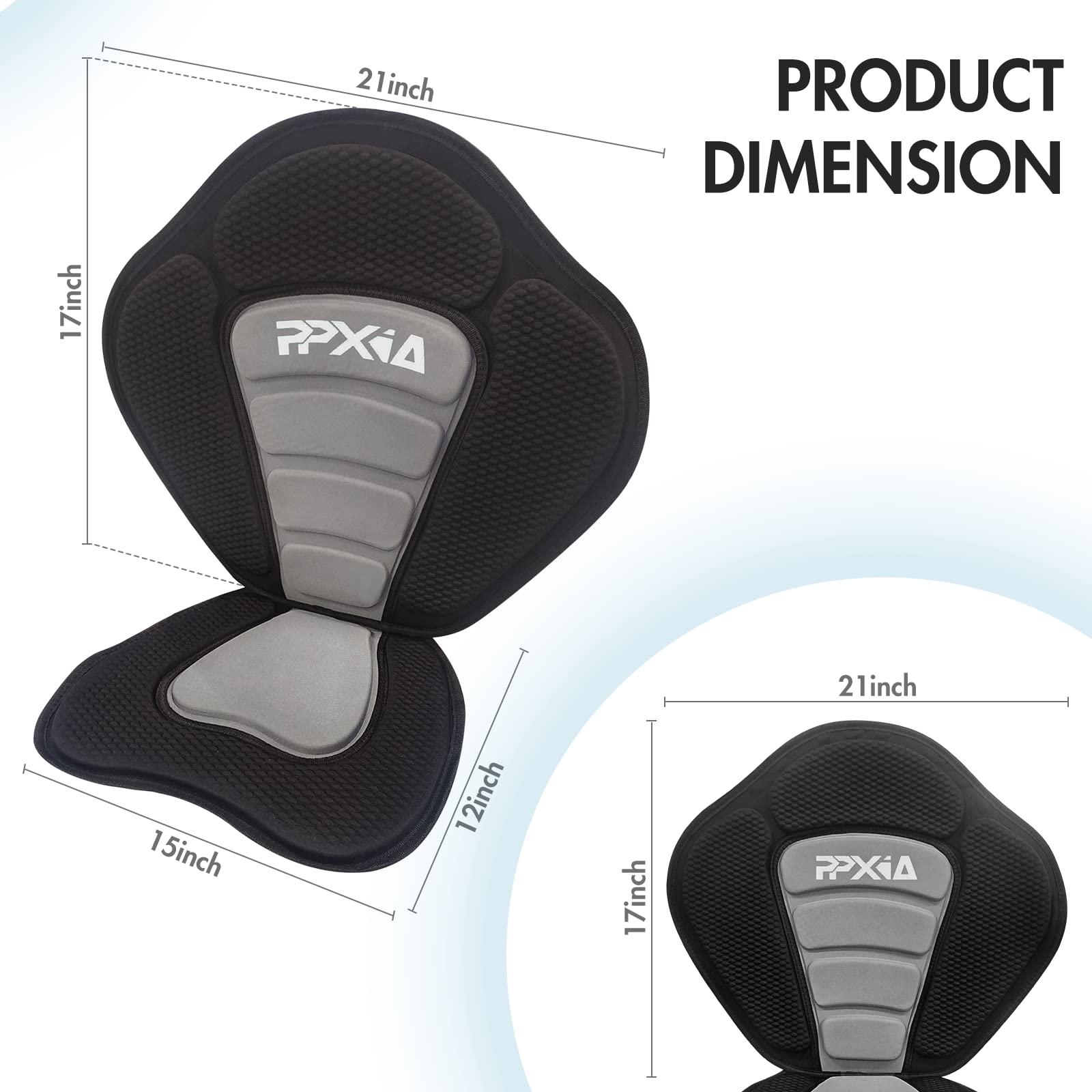 Silla de kayak universal desmontable ajustable - Accesorio para tabla SUP Tabla de pie de paddle board Asiento acolchado 32x38cm, reposabrazos 51x45cm - Compatible con kayak, botes de remo