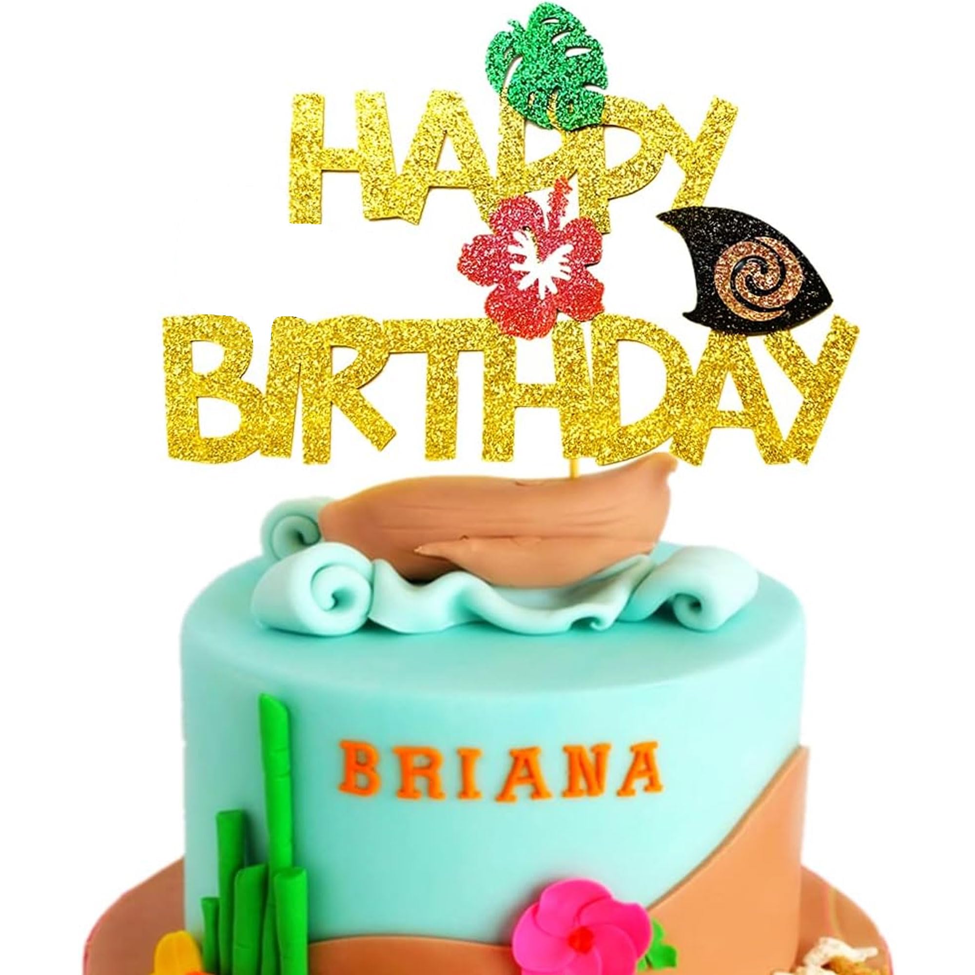 Hawaii Cake Topper Hawaii Happy Birthday Cake Topper Tropical Luau Birthday Party Decoration for Birthday Baby Shower Party Supplies